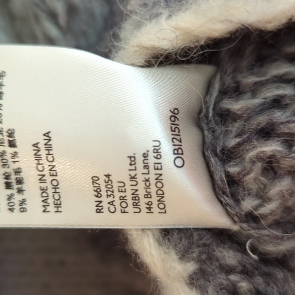 Anthropologie Oversized Tunic Sweater Long Sleeve Wool Grey Ombre Stripes - XS - Picture 10 of 10